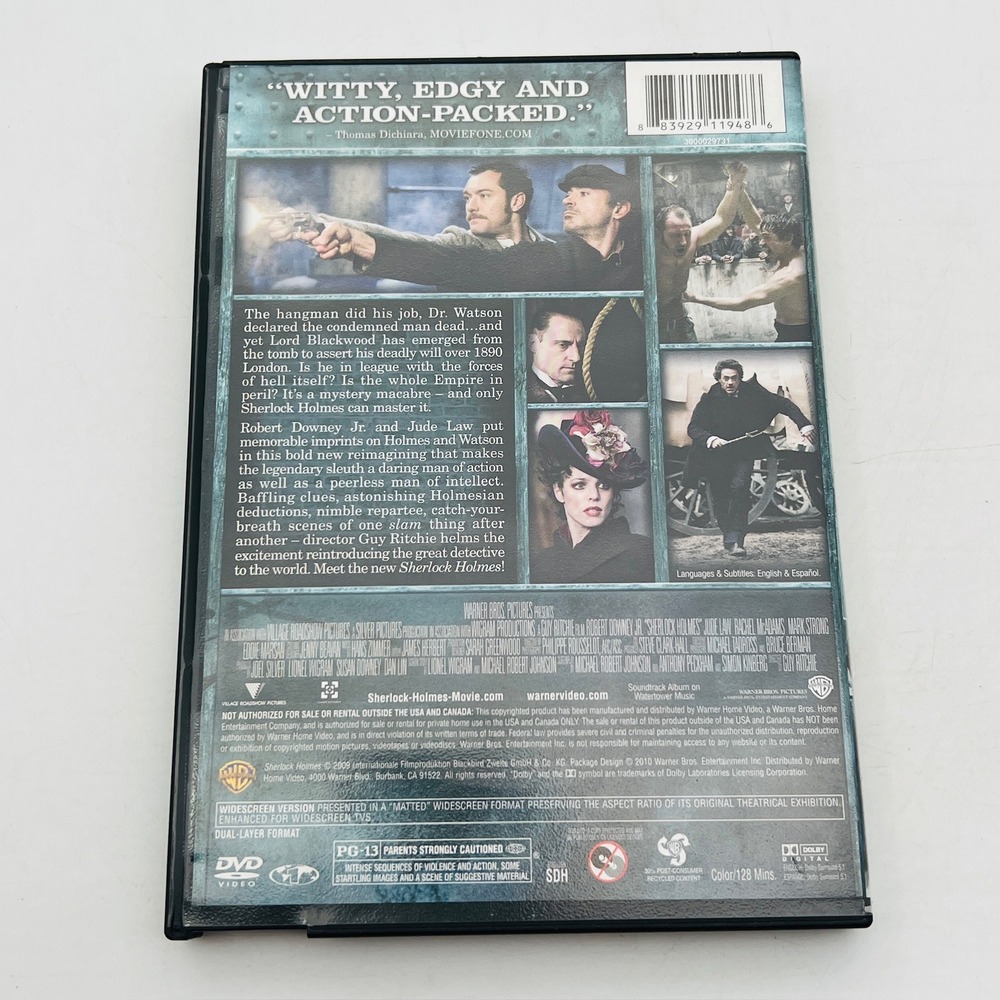 Sherlock Holmes DVD 2009 Robert Downey Jr Jude Law Blockbuster Rental Edition - Picture 3 of 4